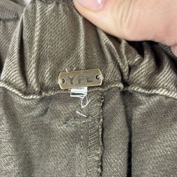 Young Fabulous & Broke Sadie Denim Wide Leg Pull On Pants‎ Small Green Boho - Picture 8 of 9